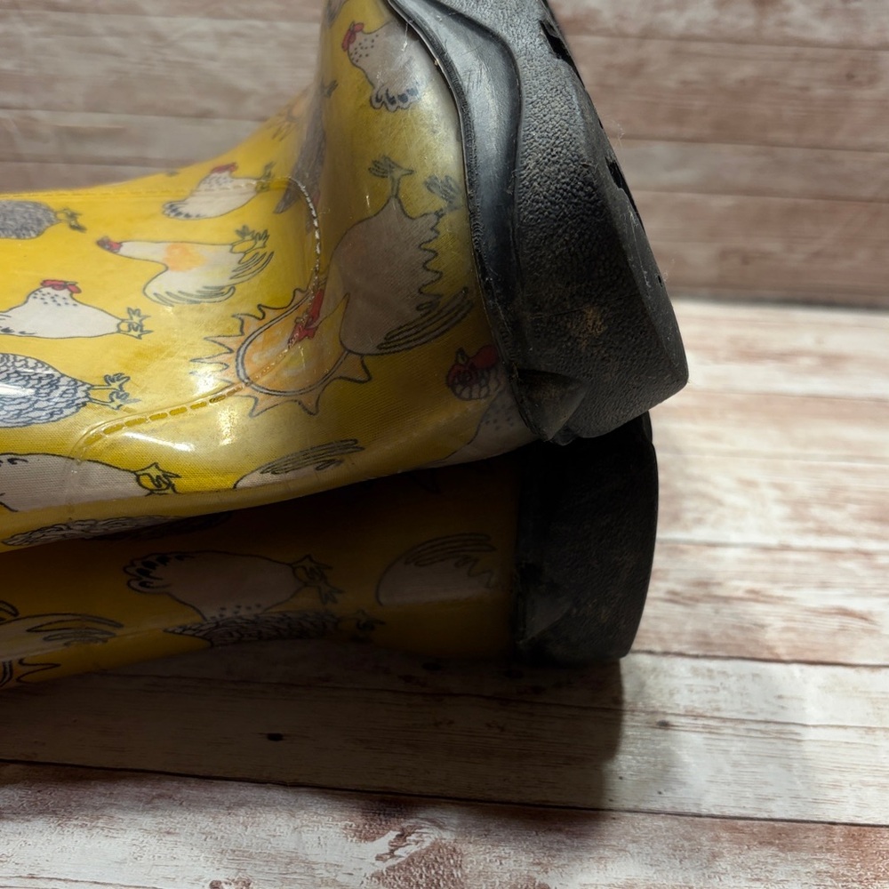 Sloggers Yellow Chicken Daffodil Yellow Print Water proof Boots size 10 - Picture 8 of 8